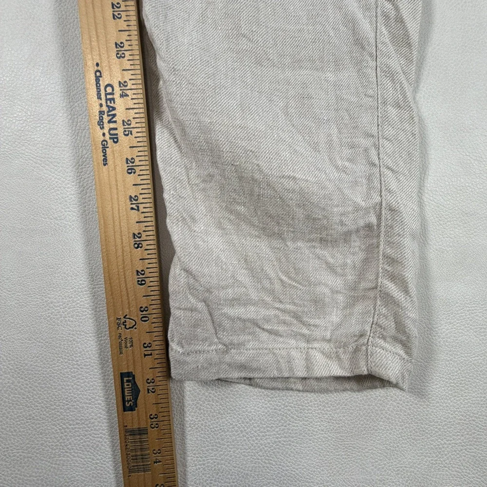 Porter & Ash Mens 100% Linen Pants Pleated Oatmeal Beige Size 32 Summer